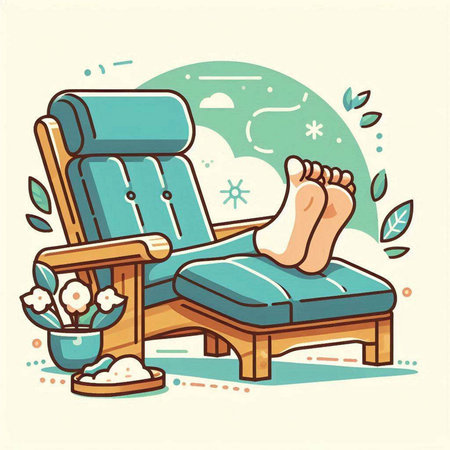 Relaxing in the sun. Vector illustration of a cozy chair.のイラスト素材