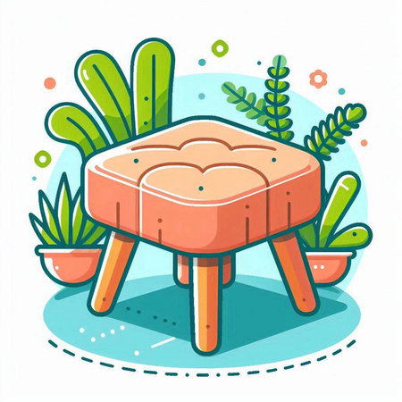 Illustration of a round wooden stool in a modern flat style.のイラスト素材