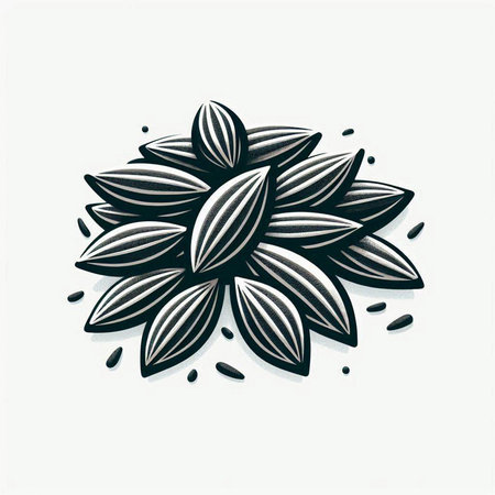 Sunflower seeds icon isolated on white background. Hand drawn vector illustration.のイラスト素材