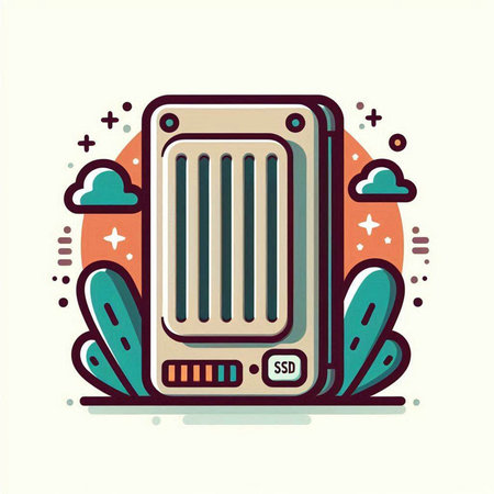 Vector illustration of modern and colorful music player on white background. Line art design for web, site, advertising, banner, poster, board and print.のイラスト素材