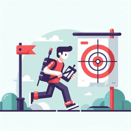 Man with backpack and binoculars in the city. Vector illustrationのイラスト素材