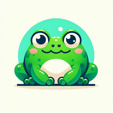 Cute cartoon frog isolated on a white background. Vector illustration.のイラスト素材