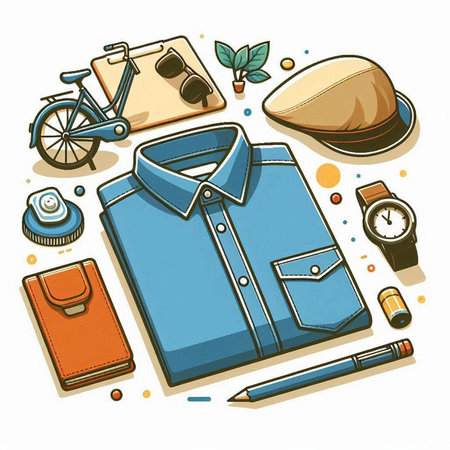 Men's clothing and accessories. Vector illustration of men's clothing.のイラスト素材
