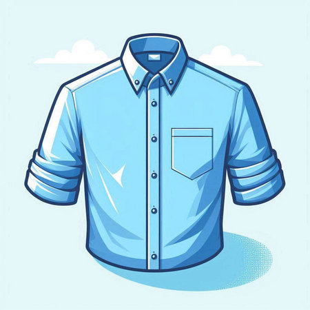 Men's blue shirt on a background of blue sky. Vector illustrationのイラスト素材