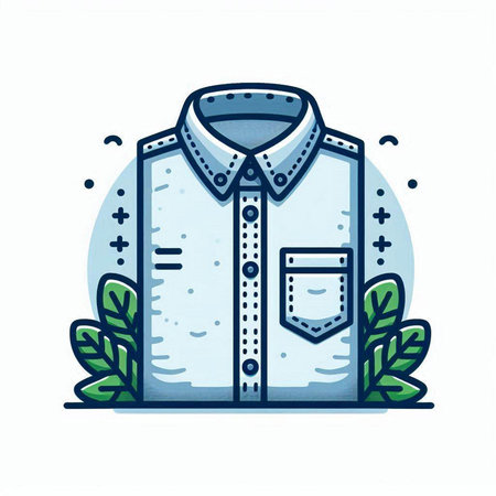Men's shirt with a collar and a button. Vector illustration.のイラスト素材