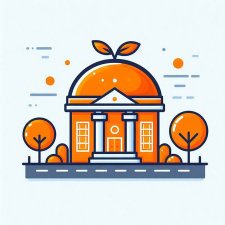 Vector illustration of educational institution. School building, university or college.のイラスト素材