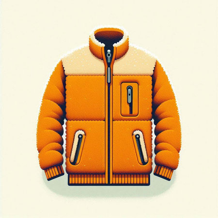 Orange winter jacket isolated on white background. Vector illustration. Eps 10.のイラスト素材