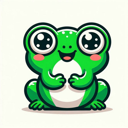 Cute green frog isolated on a white background. Vector illustration.のイラスト素材