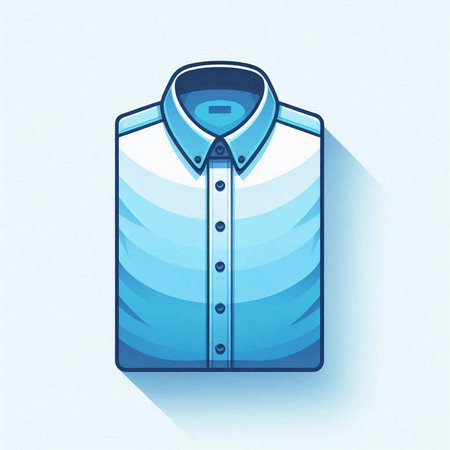Shirt icon with long shadow on blue background, vector illustration.のイラスト素材