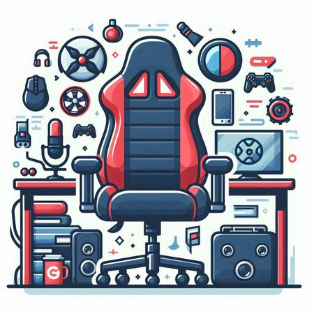 Vector illustration of modern office chair in flat line style. Design for banner, poster or print.のイラスト素材