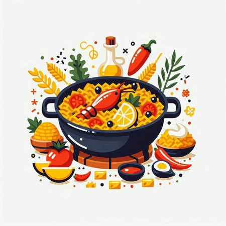 Illustration of traditional mexican food on white background, vector illustrationのイラスト素材