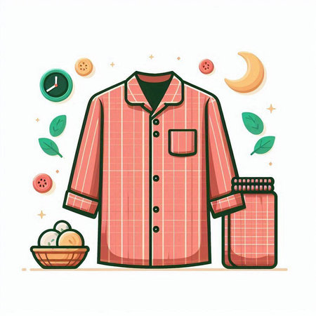 Illustration of a man's shirt and accessories in flat design styleのイラスト素材