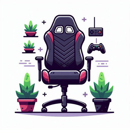 Black office chair with remote control. Vector illustration in flat style.のイラスト素材