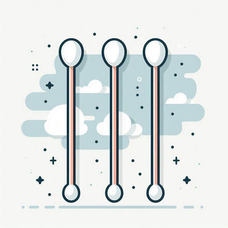 Cotton buds icon in flat line style. Vector illustration on white background.のイラスト素材