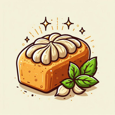 Baklava vector illustration. Hand drawn baklava dessert.のイラスト素材