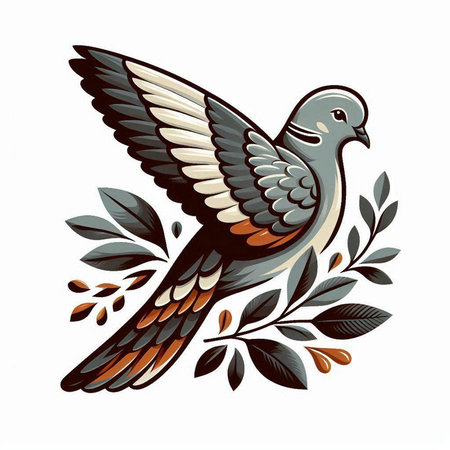 Vector illustration of a dove in the form of a laurel wreathのイラスト素材