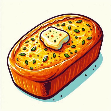Vector illustration of a piece of bread with butter and pistachiosのイラスト素材