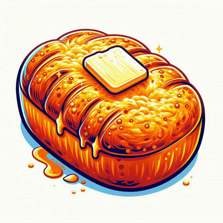 Bread with butter and honey. Vector illustration for your design.のイラスト素材