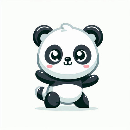 Cute cartoon panda. Vector illustration isolated on white background.のイラスト素材
