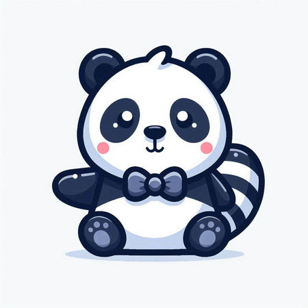 Cute panda bear with bow tie. Vector cartoon illustration.のイラスト素材