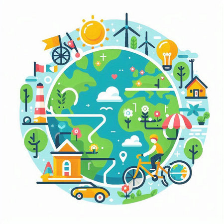 Ecology concept. Vector flat design illustration of world environment day.のイラスト素材