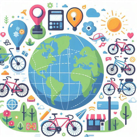 Flat design modern vector illustration concept of travel and tourism. Set of icons and elements.のイラスト素材