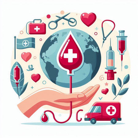 Blood donation concept. Donate blood concept. Vector illustration in flat styleのイラスト素材