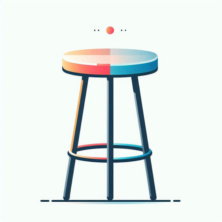 Vector illustration of modern bar stool with round table. Flat design.のイラスト素材