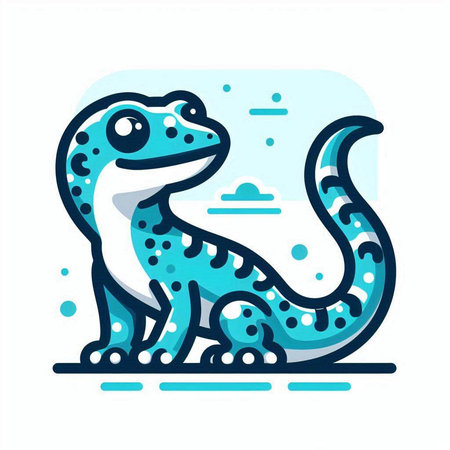 Vector illustration of a cute lizard in blue colors on a white backgroundのイラスト素材