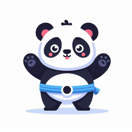 Cute panda bear cartoon character. Vector illustration in flat styleのイラスト素材