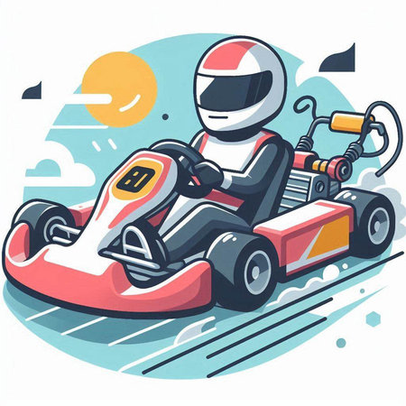Cartoon image of a karting race. Vector illustration.のイラスト素材