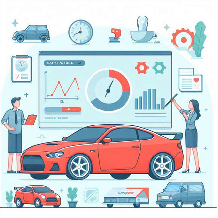 Car service, auto repair and maintenance. Vector illustration in flat styleのイラスト素材