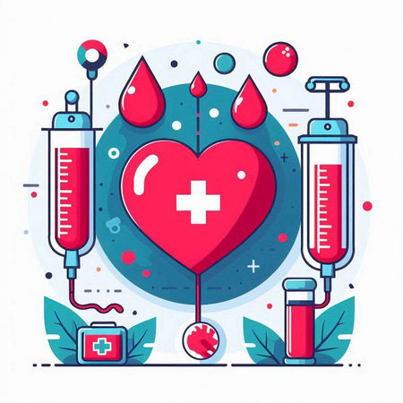 Vector illustration of red heart with medical icons. Medical and healthcare concept.のイラスト素材