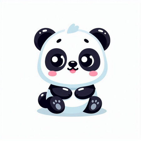 Cute cartoon panda. Vector illustration isolated on white background.のイラスト素材