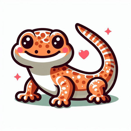 Cute cartoon gecko on a white background. Vector illustration.のイラスト素材