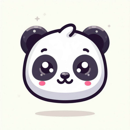 Cute panda vector illustration. Kawaii cartoon panda face.のイラスト素材