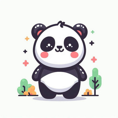 Cute panda vector illustration. Cute cartoon panda character.のイラスト素材