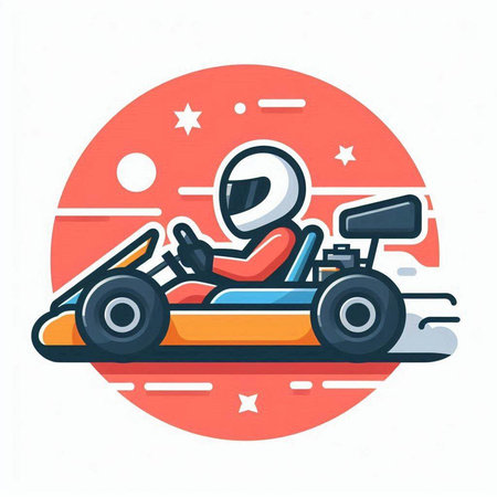 Cartoon kart racing icon. Vector illustration of karting.のイラスト素材