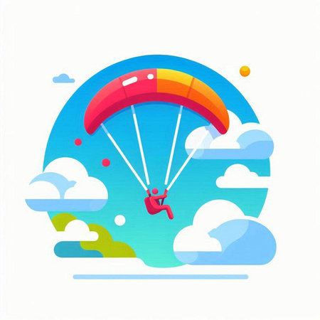 Paraglider flying in the sky. Flat vector illustration.のイラスト素材