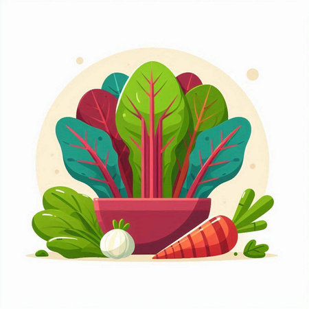 Vegetables in a pot. Vector illustration in flat style.のイラスト素材