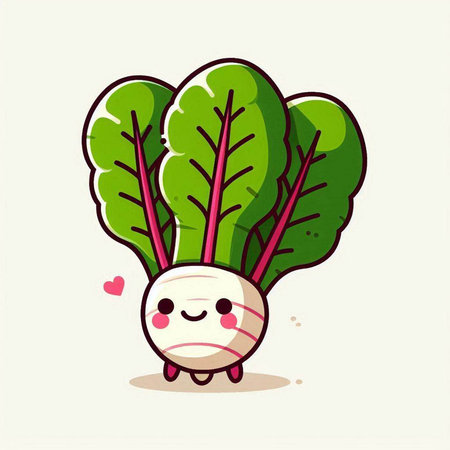 Cute beetroot cartoon character. Vegetarian food vector illustration.のイラスト素材