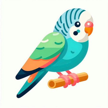 Cute cartoon parrot isolated on white background. Vector illustration.のイラスト素材