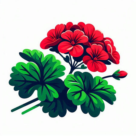 Geranium flowers isolated on white background. Hand drawn vector illustration.のイラスト素材
