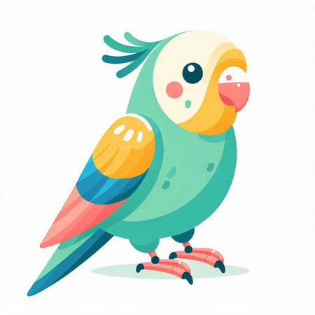 Cute parrot. Vector illustration isolated on a white background.のイラスト素材