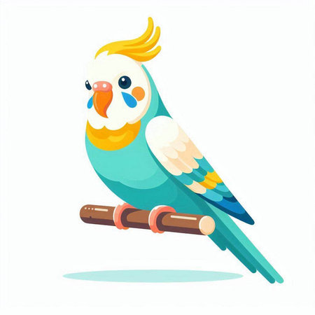 Cute parrot isolated on white background. Vector cartoon illustration.のイラスト素材