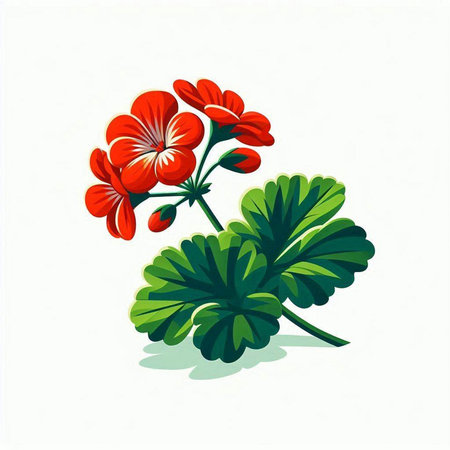 Geranium flowers isolated on white background. Hand drawn vector illustration.のイラスト素材