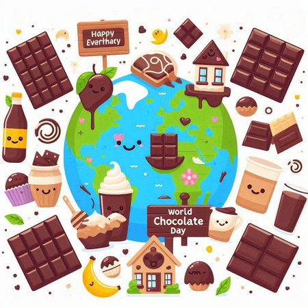 Chocolate world and food icons set. Vector illustration in cartoon styleのイラスト素材
