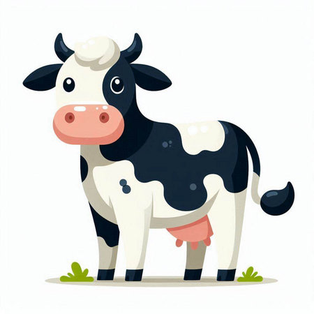 Cute cartoon cow. Vector illustration isolated on a white background.のイラスト素材