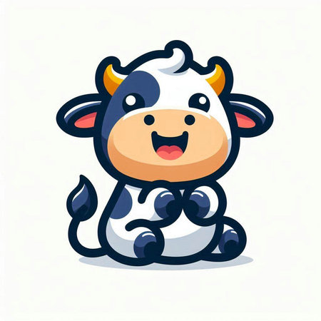 Cute cartoon cow isolated on a white background. Vector illustration.のイラスト素材