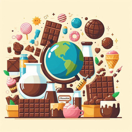Chocolate and sweets. Vector illustration in flat style. Elements for your design.のイラスト素材